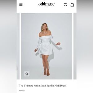 The Ultimate Muse Satin Bardot Mini Dress White